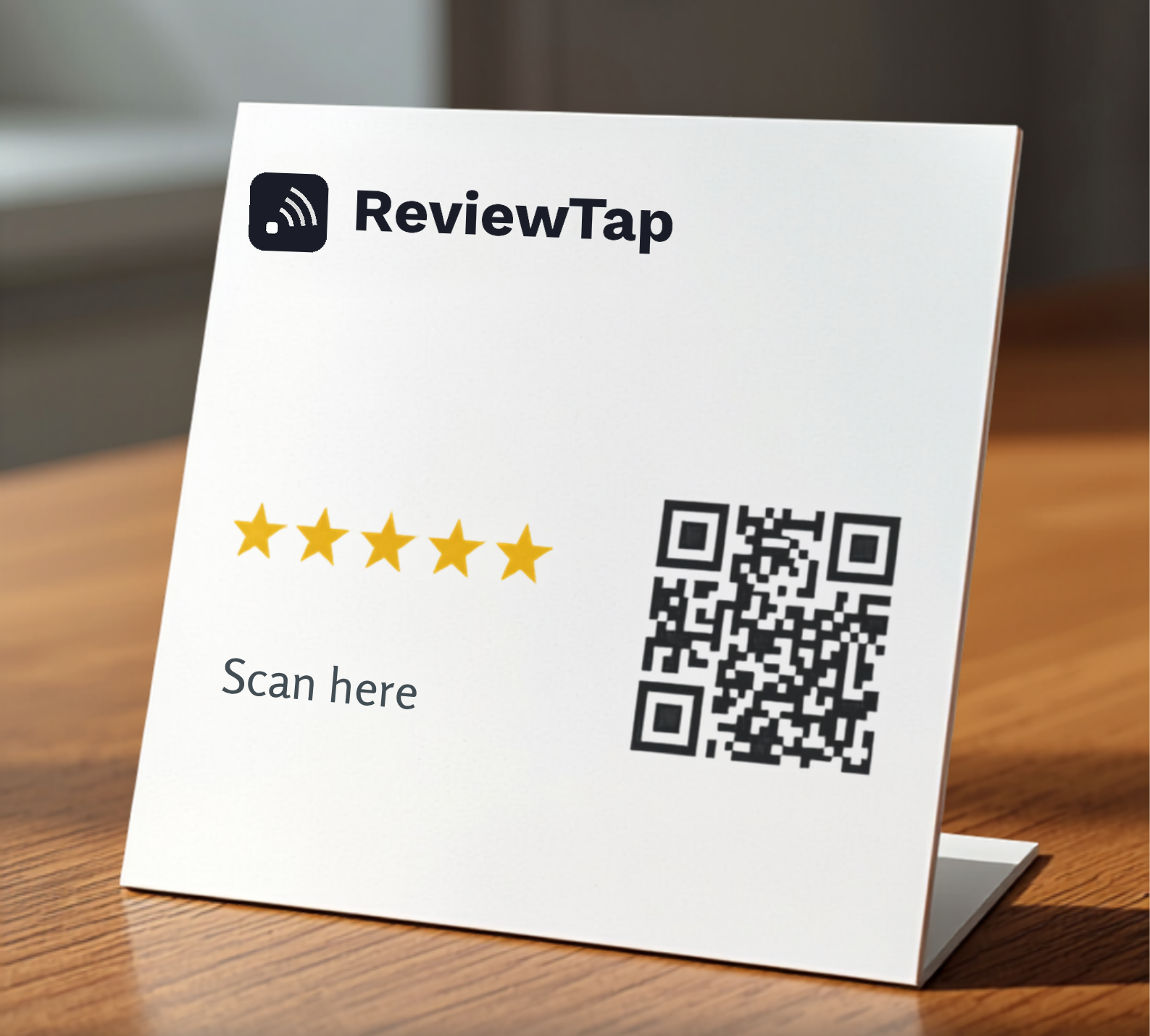 Tarjeta ReviewTap con NFC y código QR para reseñas de Google